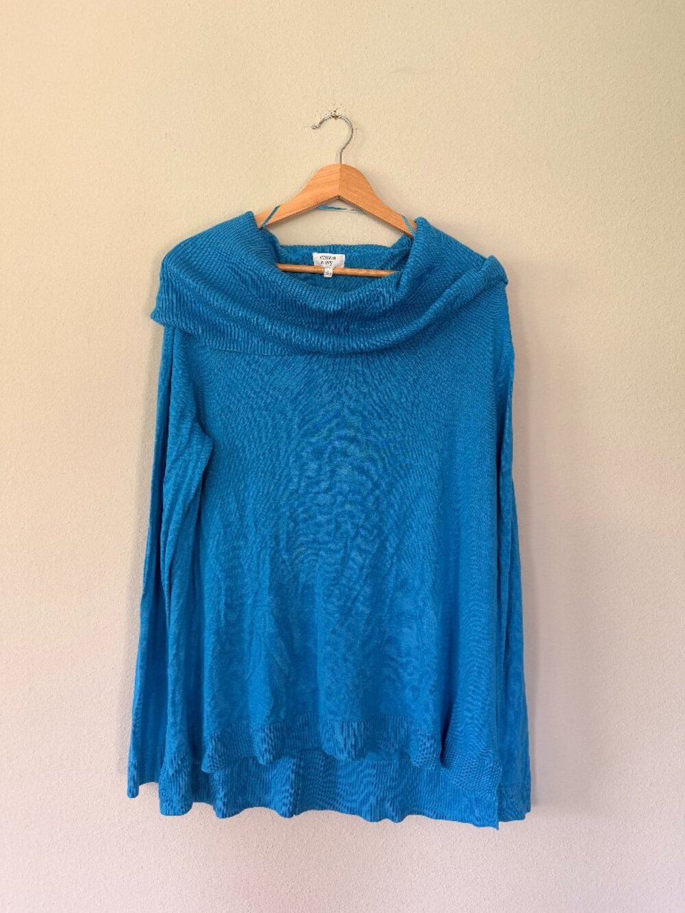 Crown & Ivy Teal Fold Neck Sweater - Sz L